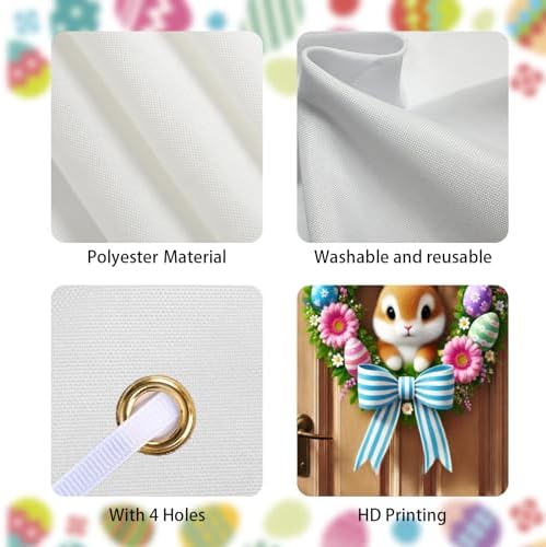 Bunny Wreath Easter Door Banner 35x71 Inches Polyester in 35x71 Inches, alternate view 4