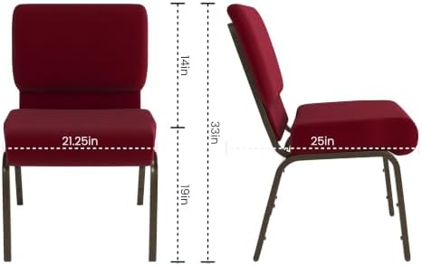 Burgundy 21" W Stacking Church Chair, 4-Pack, alternate view 2