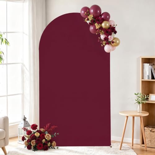 Burgundy Arch Backdrop Cover 6.6FT Party Wedding Arch Covers Stretchy Backdrop Baby Shower Bridal Shower, alternate view 3