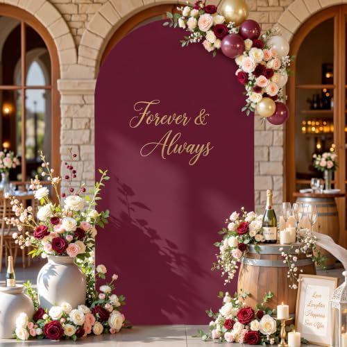 Burgundy Arch Backdrop Cover 6.6FT Party Wedding Arch Covers Stretchy Backdrop Baby Shower Bridal Shower, alternate view 7