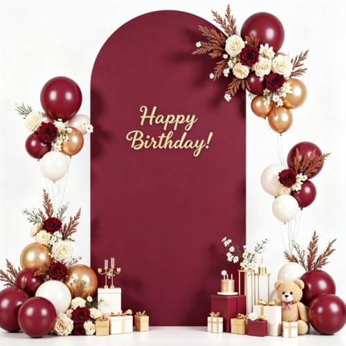 Burgundy Arch Cover 6.6FT Spandex Fitted Wedding Arch Stand Covers Round Top Chiara Arch Covers Stretchy