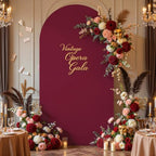 Burgundy Arch Cover 6.6FT Spandex Fitted Wedding Arch Stand Covers Round Top Chiara Arch Covers Stretchy, alternate view 2