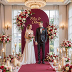 Burgundy Arch Cover 6.6FT Spandex Fitted Wedding Arch Stand Covers Round Top Chiara Arch Covers Stretchy, alternate view 4