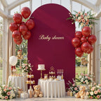 Burgundy Arch Cover 6.6FT Spandex Fitted Wedding Arch Stand Covers Round Top Chiara Arch Covers Stretchy, alternate view 6
