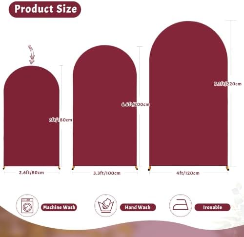 Burgundy Arch Cover 6FT Spandex Fitted Wedding Arch Stand Covers Round Top Chiara Arch Covers Stretchy Backdrop, alternate