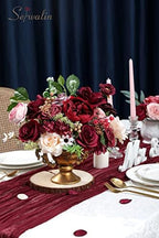 Burgundy Artificial Flowers Combo, Silk Rose Flowers for Wedding, alternate view 2