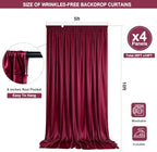 Burgundy Backdrop Curtain - 20x10FT Back Drop Curtains for Parties Wrinkle-Free Soft Polyester Photo Backdrop, alternate view