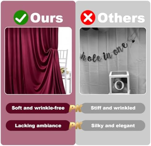 Burgundy Backdrop Curtain - 20x10FT Back Drop Curtains for Parties Wrinkle-Free Soft Polyester Photo Backdrop, alternate view