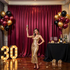 Burgundy Backdrop Curtain - 20x10FT Back Drop Curtains for Parties Wrinkle-Free Soft Polyester Photo Backdrop, alternate view