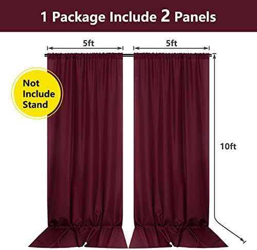 Burgundy Backdrop Curtains for Parties, Weddings, Stage, 10ft x 10ft, 2PCS in 5ft x 10ft (2 Panels) in Burgundy, alternate