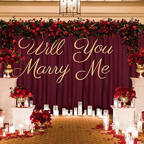 Burgundy Backdrop Curtains for Parties, Weddings, Stage, 10ft x 10ft, 2PCS in 5ft x 10ft (2 Panels) in Burgundy, alternate