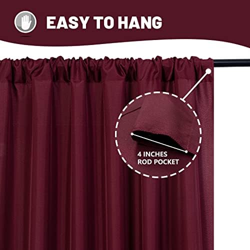 Burgundy Backdrop Curtains for Parties, Weddings, Stage, 10ft x 10ft, 2PCS in 5ft x 10ft (2 Panels) in Burgundy, alternate