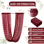 Burgundy Ceiling Drapes with Lights for Weddings, 6 Panels 5ftx10ft Sheer Tulle Curtain Drapes for Wedding, alternate view 4