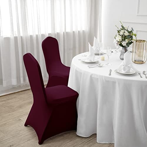Burgundy Chair Cover, 12PCS Waterproof Stretch Polyester Spandex, Universal Fit Protector for Dining, Outdoor, alternate view