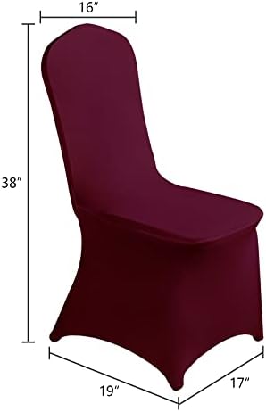 Burgundy Chair Cover, 12PCS Waterproof Stretch Polyester Spandex, Universal Fit Protector for Dining, Outdoor, alternate view