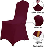 Burgundy Chair Cover, 12PCS Waterproof Stretch Polyester Spandex, Universal Fit Protector for Dining, Outdoor, alternate view
