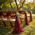 Burgundy Chiffon Wedding Arch Draping Fabric, 31" x 20FT, 2 Panels in 31"W x 236"L (Pack of 2) in Burgundy, alternate view 4