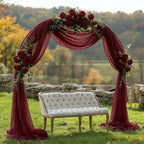 Burgundy Chiffon Wedding Arch Draping Fabric, 31" x 20FT, 2 Panels in 31"W x 236"L (Pack of 2) in Burgundy, alternate view 5