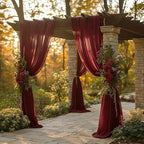 Burgundy Chiffon Wedding Arch Draping Fabric, 31" x 20FT, 2 Panels in 31"W x 236"L (Pack of 2) in Burgundy, alternate view 6