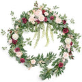 Burgundy Eucalyptus Flower Garland Wedding Arch 9 FT in 9FT in Red-marsala