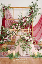 Burgundy Eucalyptus Flower Garland Wedding Arch 9 FT in 9FT in Red-marsala, alternate view 4