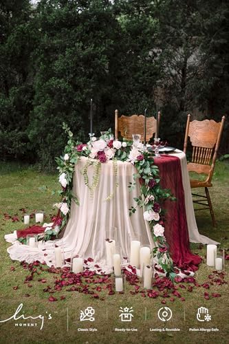 Burgundy Eucalyptus Flower Garland Wedding Arch 9 FT in 9FT in Red-marsala, alternate view 5