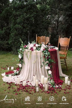 Burgundy Eucalyptus Flower Garland Wedding Arch 9 FT in 9FT in Red-marsala, alternate view 5