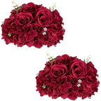Burgundy Flower Centerpieces for Tables: 2 Pcs Artificial Rose Ball in Burgundy