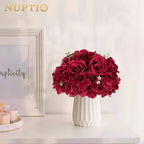 Burgundy Flower Centerpieces for Tables: 2 Pcs Artificial Rose Ball in Burgundy, alternate view 5