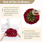 Burgundy Flower Centerpieces for Tables: 2 Pcs Artificial Rose Ball in Burgundy, alternate view 6