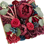 Burgundy Flowers Artificial, Navy Blue Fake and Red Flowers and Greenery Combo for DIY Wedding Bridal Bouquet