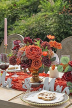 Burgundy Orange Artificial Fall Flowers, Silk Flowers for Wedding in Aria Orange Burgundy, alternate view 4