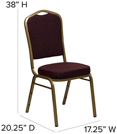 Burgundy Patterned Fabric Crown Back Stacking Banquet Chair, alternate view 2