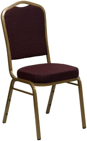 Burgundy Patterned Fabric Crown Back Stacking Banquet Chair, alternate view 3