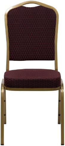 Burgundy Patterned Fabric Crown Back Stacking Banquet Chair, alternate view 5