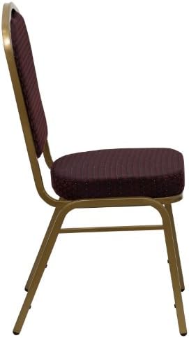 Burgundy Patterned Fabric Crown Back Stacking Banquet Chair, alternate view 6