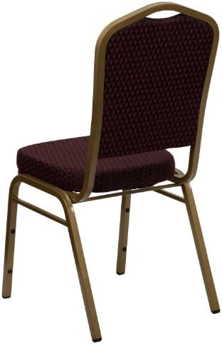 Burgundy Patterned Fabric Crown Back Stacking Banquet Chair, alternate view 7