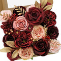 Burgundy Pink Artificial Flowers, Fake Silk Flowers for Wedding