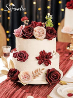 Burgundy Pink Artificial Flowers, Fake Silk Flowers for Wedding, alternate view 4