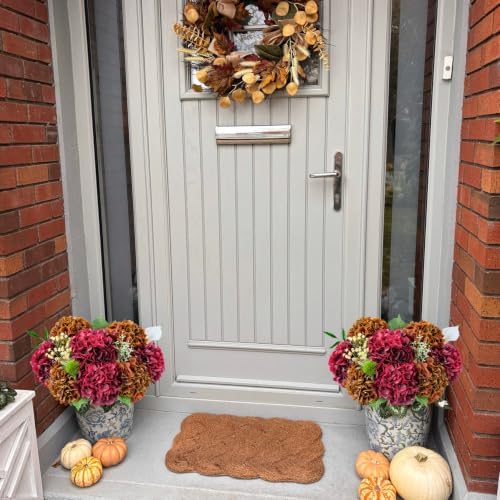 Burgundy Red Halloween Christmas Faux Hydrangea Flowers,4Pcs 21" Real Touch Artificial Hydrangeas, Vintage Faux, alternate