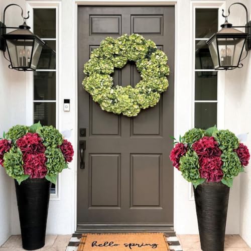 Burgundy Red Halloween Christmas Faux Hydrangea Flowers,4Pcs 21" Real Touch Artificial Hydrangeas, Vintage Faux, alternate
