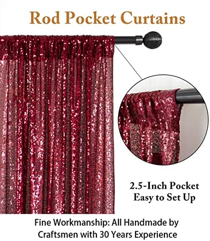 Burgundy Sequin Backdrop 5FTx7FT, Polyester, for Photography, Wedding, Baby Shower Backdrop Drapes, Happy, alternate view 3