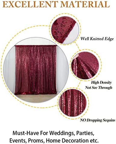 Burgundy Sequin Backdrop 5FTx7FT, Polyester, for Photography, Wedding, Baby Shower Backdrop Drapes, Happy, alternate view 4