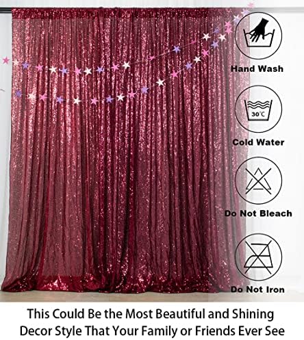 Burgundy Sequin Backdrop 5FTx7FT, Polyester, for Photography, Wedding, Baby Shower Backdrop Drapes, Happy, alternate view 5