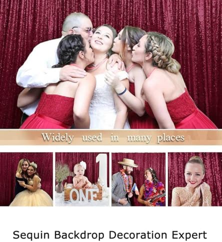 Burgundy Sequin Backdrop 5FTx7FT, Polyester, for Photography, Wedding, Baby Shower Backdrop Drapes, Happy, alternate view 6