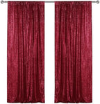 Burgundy Sequin Backdrop Curtain 2 Panels 2FTx8FT Glitter Burgundy Background Drapes Sparkle Photography