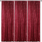 Burgundy Sequin Backdrop Curtain 3 Panels 2FTx8FT Glitter Burgundy Background Drapes Sparkle Photography