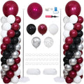 Burgundy Silver Black Balloon Column Stand Kit of 2