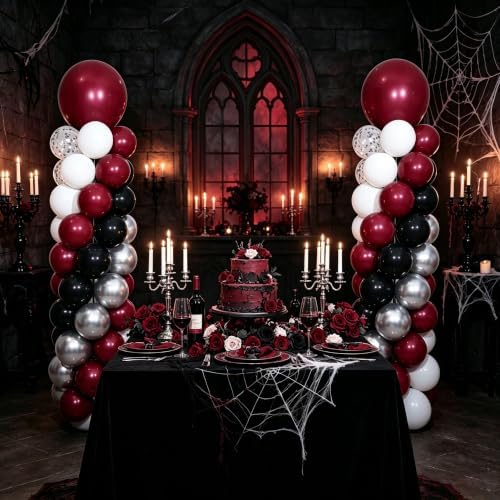 Burgundy Silver Black Balloon Column Stand Kit of 2, alternate view 2