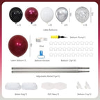Burgundy Silver Black Balloon Column Stand Kit of 2, alternate view 3